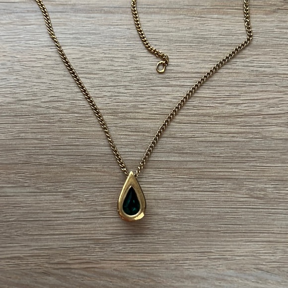 Avon Jewelry Emerald Gold Teardrop Necklace Poshmark